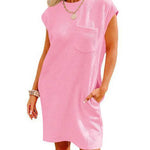 Summer Round-neck Short-sleeve Dress With Pockets Fashion Casual Loose Sports Dresses For Women Clothing - EX-STOCK Canada