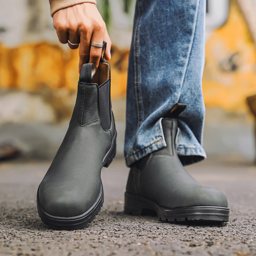 Chelsea Boots Men & Women | Slip-On Leather Ankle Boots Black Brown Gray