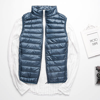 Winter white duck down ultralight sleeveless vest | EX-STOCK product gallery photo 8