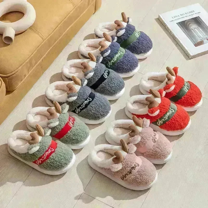 Christmas Shoes Winter Home Slippers Elk Soft Cozy Bedroom Slipper Slip On House Shoes - EX-STOCK CANADA