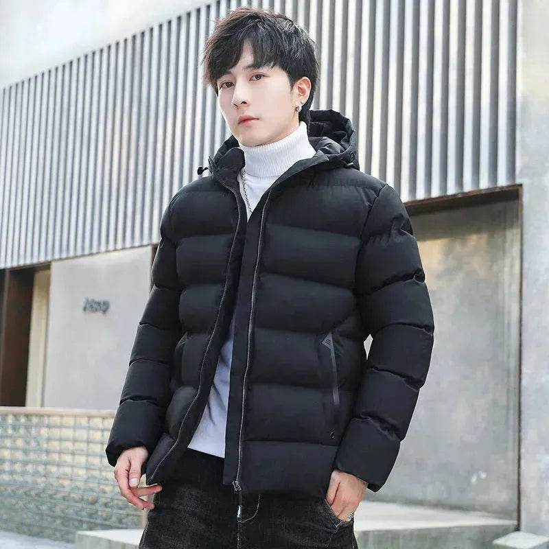 Men's Hooded Short Rain Puffer Jacket Fleece-lined Cotton Padded coat - EX-STOCK Canada