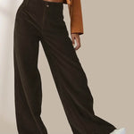 High Waist Drooping Slimming Casual Straight Pants Women's Corduroy Trousers - EX-STOCK Canada