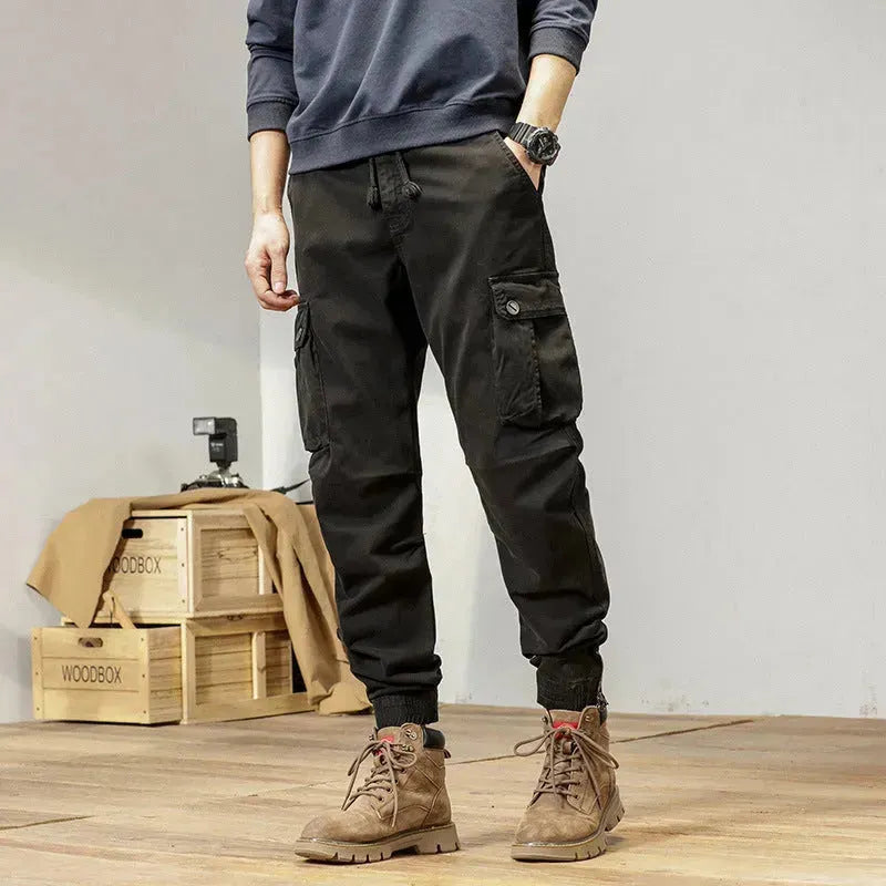 New Retro Ankle-tied Loose Overalls Versatile Casual Cargo Pant men - EX-STOCK CANADA