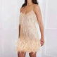 Elegant Chic Spaghetti Strap Luxury Tassel Sequins Feather Women’s Mini Dress for Evening Party, Cocktail Wedding Guest. - EX-STOCK CANADA