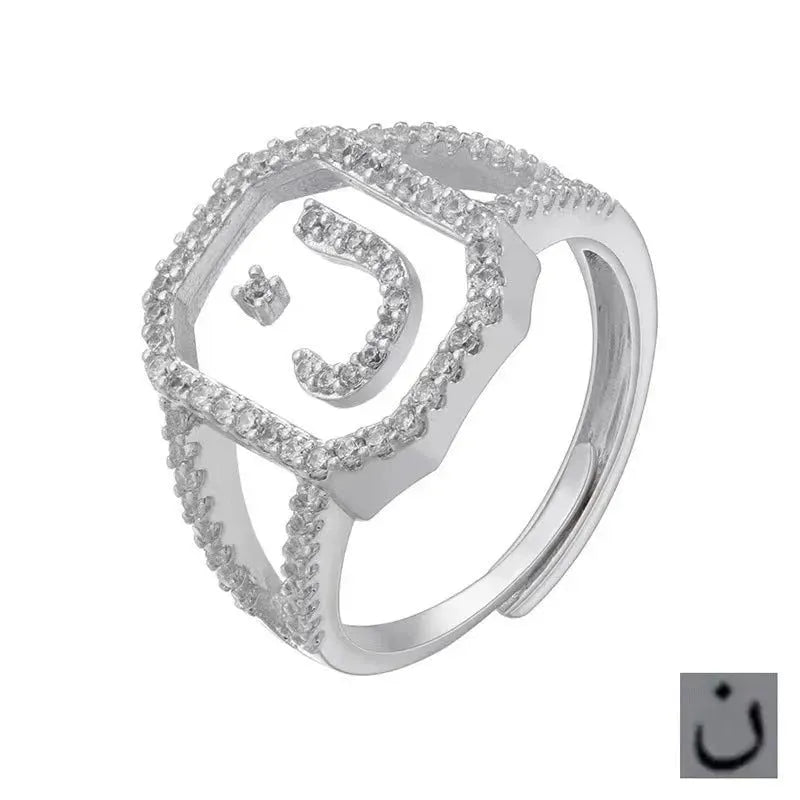 Fashion Micro Inlaid Zircon Arab Letters Ring for women - EX-STOCK CANADA