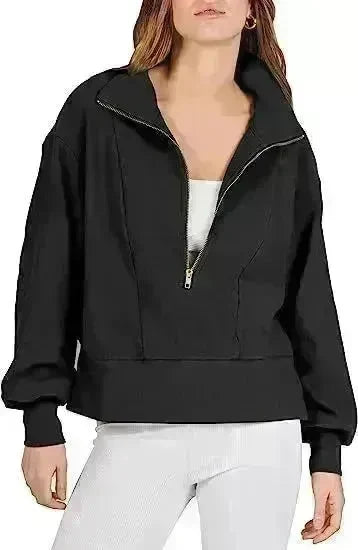 Women's Half Zipper Pullover Long Sleeve Sweatshirt - EX-STOCK CANADA