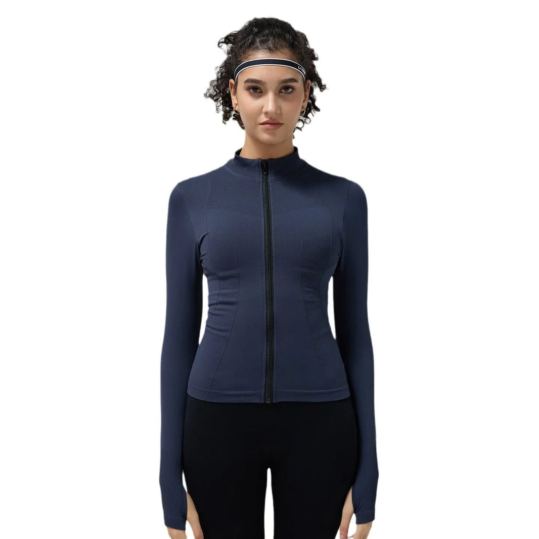 Long Sleeve Workout top for women Slim fit Athletics Sport Zip up Gym top - EX-STOCK CANADA