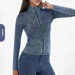 Fashion Slim fit Zipper High neck Denim Jacket for women - EX-STOCK CANADA