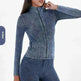 Fashion Slim fit Zipper High neck Denim Jacket for women - EX-STOCK CANADA