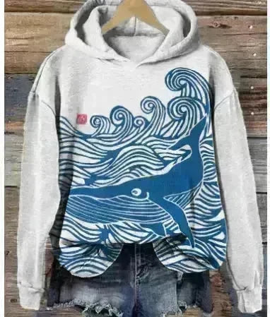 Women Fashion Spring And Autumn Plum Blossom Hooded Super Plus Size Loose-fitting Casual Pullover - EX-STOCK CANADA