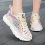 Casual Colorblock Lace-up Sneakers Girls Versatile Breathable Lightweight Walking Running Shoes - EX-STOCK Canada