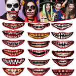 18 Sheets Halloween Temporary Tattoo Stickers 18 Styles Realistic Face Tattoo Face Stick Horror Prank Props Make Up Face Decals Cosplay Decor For Halloween Trick Or Treat Party Costumes Party EX-STOCK