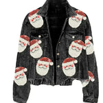 Women Christmas Corduroy Rugby Sequined crop Jacket - EX-STOCK CANADA