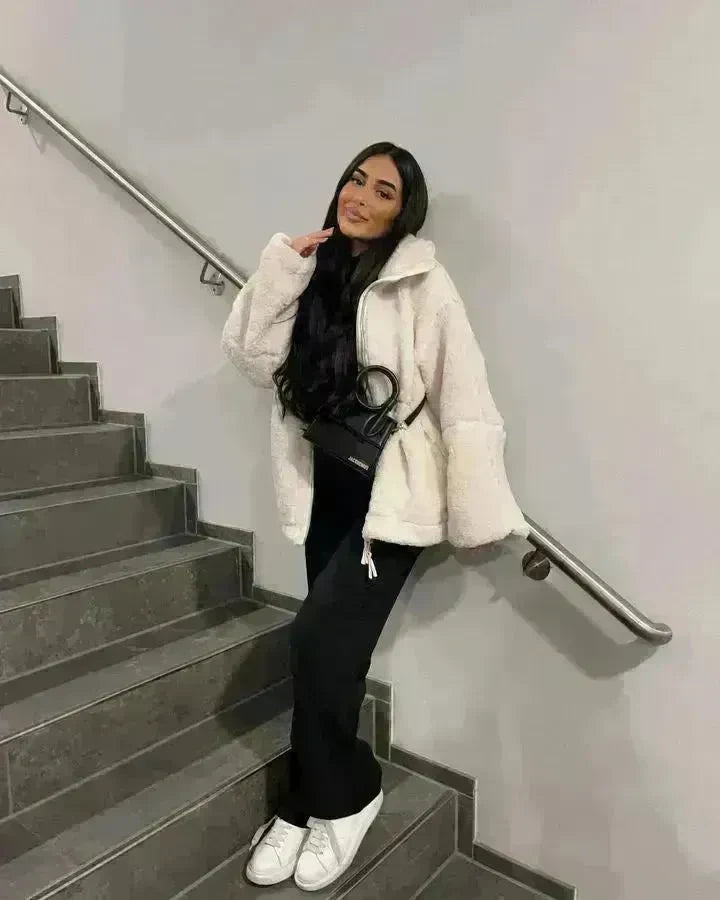 New Fashion Loose Anti-cashmere Hooded Zipper Huge Fleece Winter Jacket - EX-STOCK CANADA