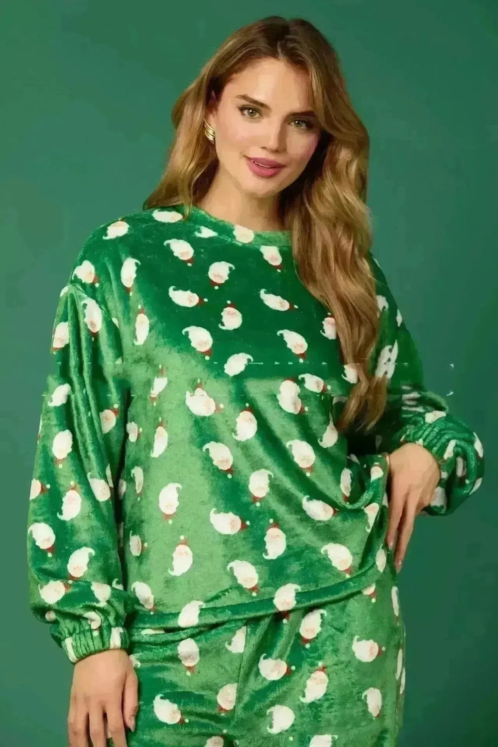 Women's Christmas Hat Pajamas Long Sleeve Trousers Suit - EX-STOCK CANADA