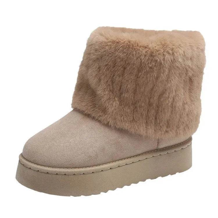 Thick-soled Plush Snow Boots Winter Warm Mid-tube Furry Cotton Shoes For Women Short Boot - EX-STOCK Canada