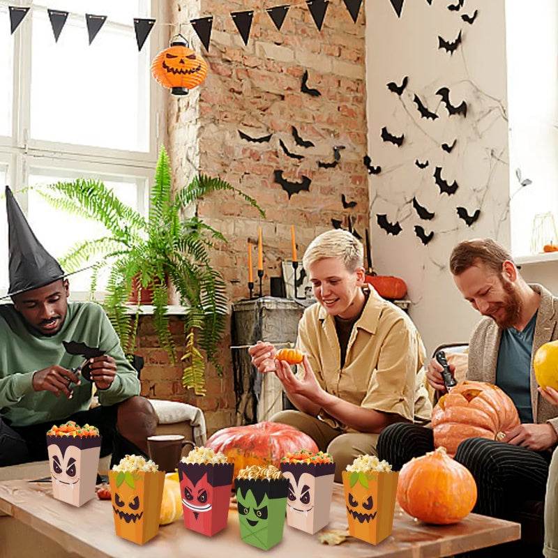 12 Pieces Halloween Popcorn Box Halloween Party Favor Snack Treat Boxes Candy Cookie Container Decorations Gifts For Popcorn Sales Halloween Party Favor Supplies - EX-STOCK Canada
