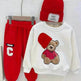Children Cartoon Hat Bear Long-sleeved Trousers Two-piece Set for Kids - EX-STOCK Canada