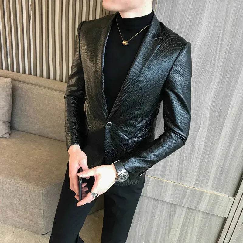 New Trendy Vintage Autumn Winter Slim fit Leather Jacket Men - EX-STOCK Canada