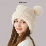 Women Winter Cute Fur Ball Knitted Beanie Hat Outdoor - EX-STOCK Canada
