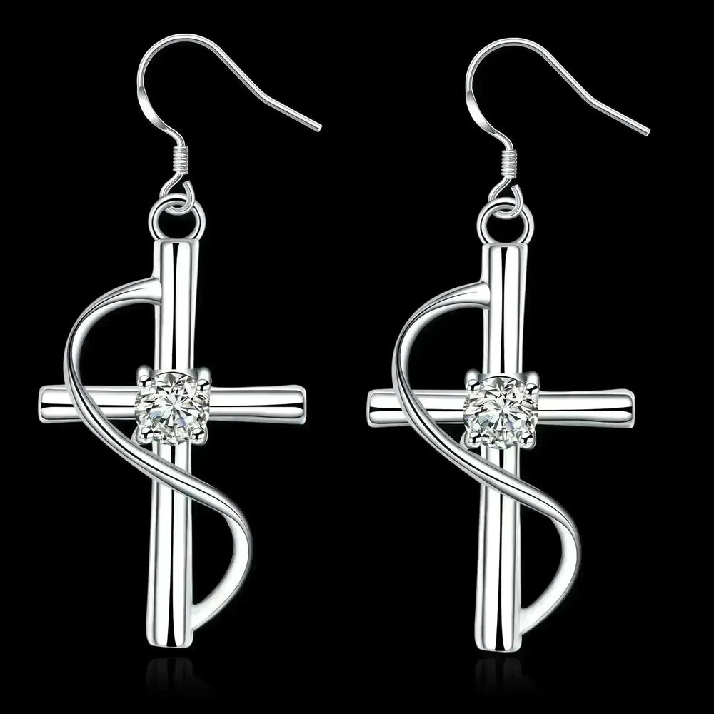 New Cross-border Popular Elongated Silver Dangling  drop Earrings - EX-STOCK CANADA