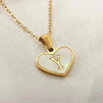 26 Letter Heart-shaped Necklace White Shell Love Clavicle Chain Fashion Personalized Necklace For Women Jewelry Valentine's Day - EX-STOCK CANADA