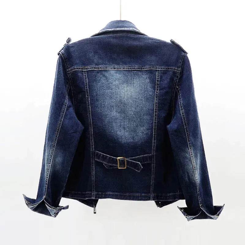 Slim Fit Stretch Suit Collar Denim Coat For Women Blue Denim Jacket for women - EX-STOCK Canada