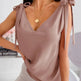 Bowknot Tie Up V-neck top Women Summer Sleeveless Blouse Tops - EX-STOCK CANADA