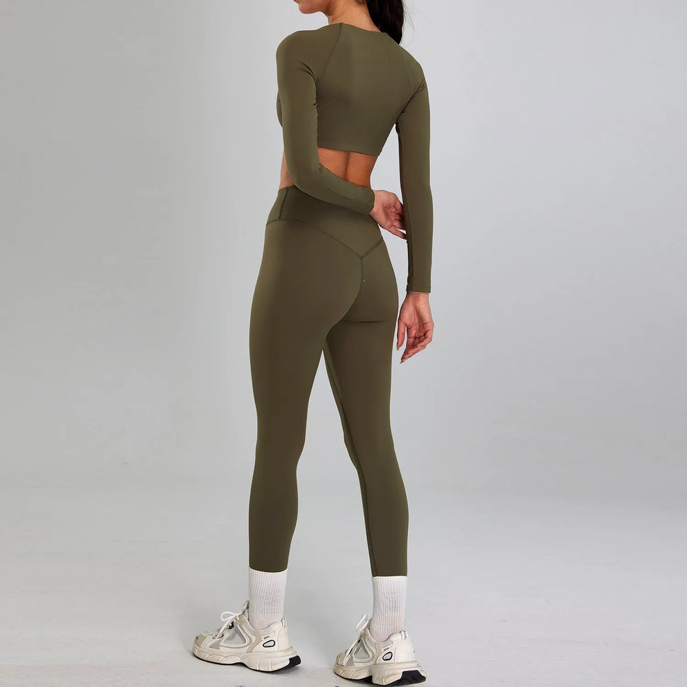 European And American High-intensity Sports Suit Outdoor Running Nude Feel Workout Clothes Slimming High Waist - EX-STOCK CANADA