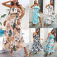 Women's Spring And Summer Casual Tube Top Floral maxi Dress beach travel resort dress - EX-STOCK CANADA