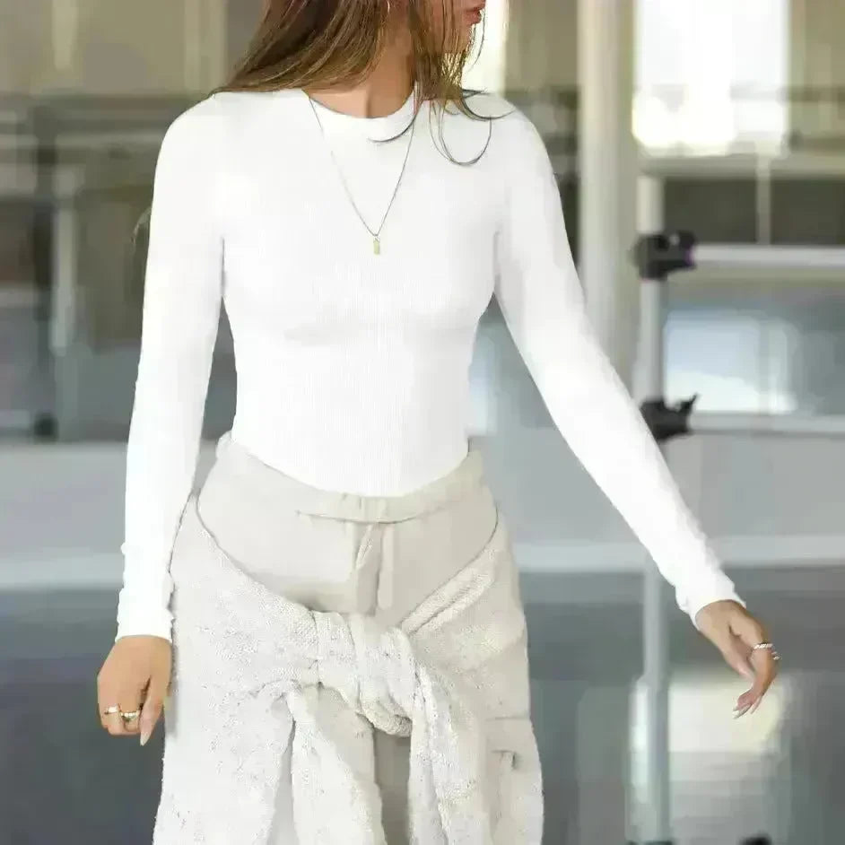 Elegant Chic Long sleeve Elastic Crop Top for Women - EX-STOCK CANADA