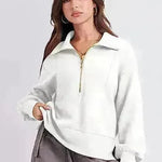 Women's Half Zipper Pullover Long Sleeve Sweatshirt - EX-STOCK CANADA