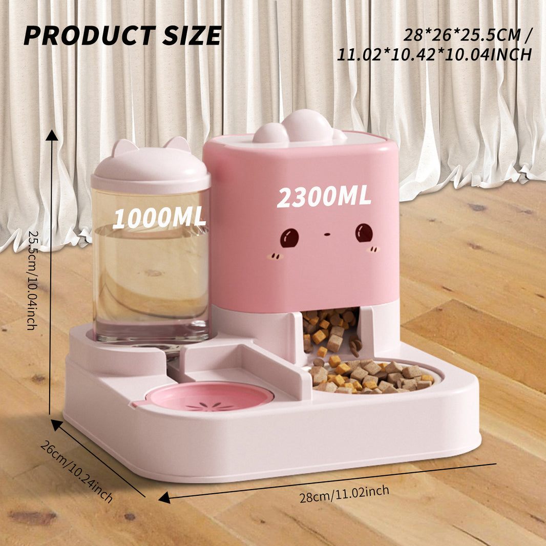 Super Cute Pink Cartoon Shaped Pet Feeding And Drinking Device, Filled With Cute Elements, Paired With Thoughtful Large Capacity Design, Easily Solves The Problem Of Pet Hunger And Thirst During Short EX-STOCK Canada 