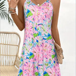 Floral Print Spaghetti Strap Dress, Elegant V Neck Sleeveless summer mini dress - EX-STOCK CANADA