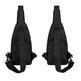 Black sling bag shown from two angles on a white background