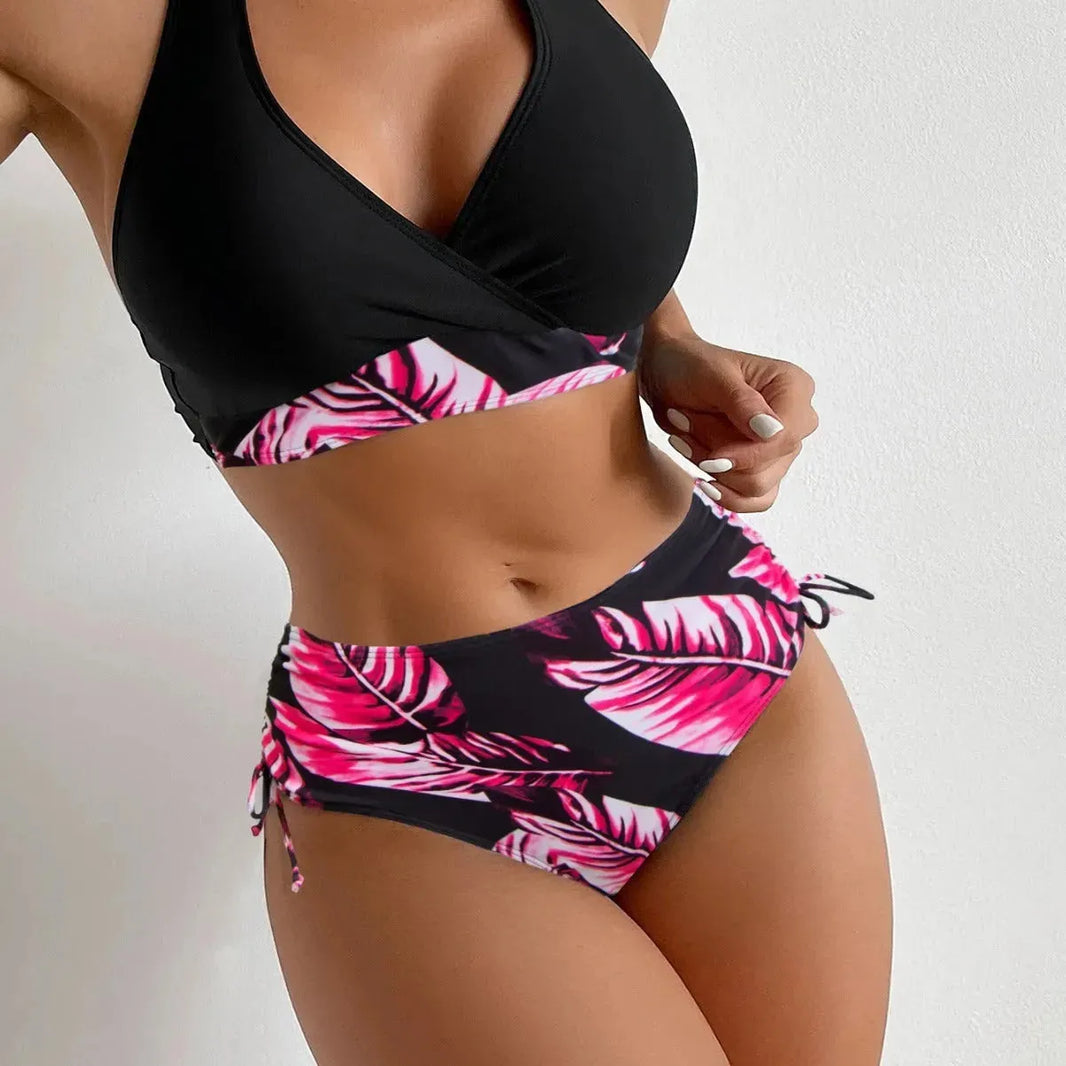 European And American High Waist Halter Bikini Women's Swimsuit - EX-STOCK CANADA