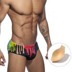 Men's Underwear Solid Color Printed Tape Cup Swim Briefs trunks - EX-STOCK Canada