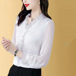 New Solid Color Chiffon Long-sleeved Shirt For Women - EX-STOCK CANADA