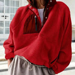 Women's Fashion Sweatshirt Fleece Stand Collar Zipper Pocket Top EX-STOCK Canada 
