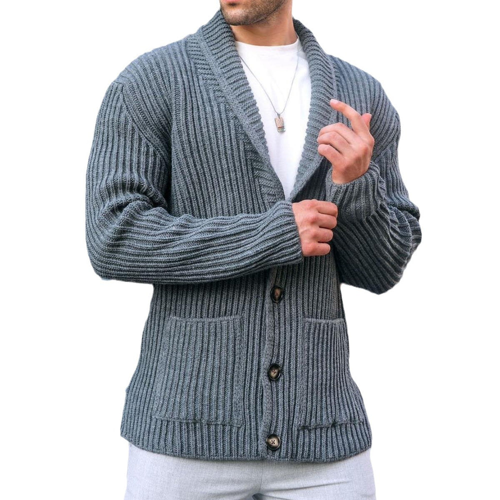 Single-breasted Long Sleeve Lapel Sweater Men's Clothing EX-STOCK Canada 