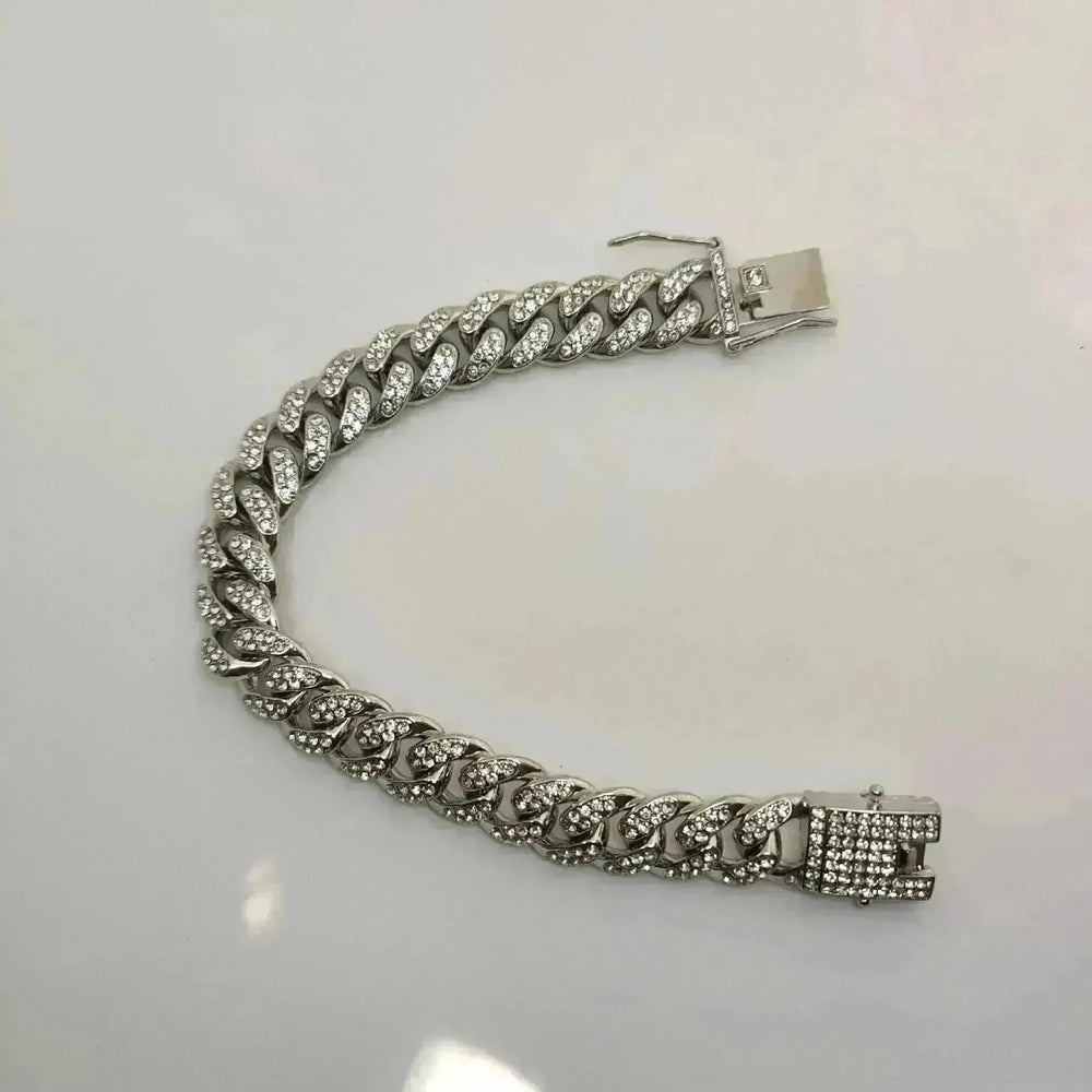 Alloy Line Cuban Link Chain Diamond Bracelet - EX-STOCK CANADA