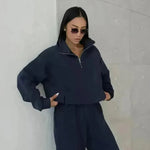 Y2K Winter Jogging Women Two Piece Set Female Zipper Coat Casual Pants Tracksuit Autumn Jacket Fashion Contrast Sport Wear Set - EX-STOCK CANADA