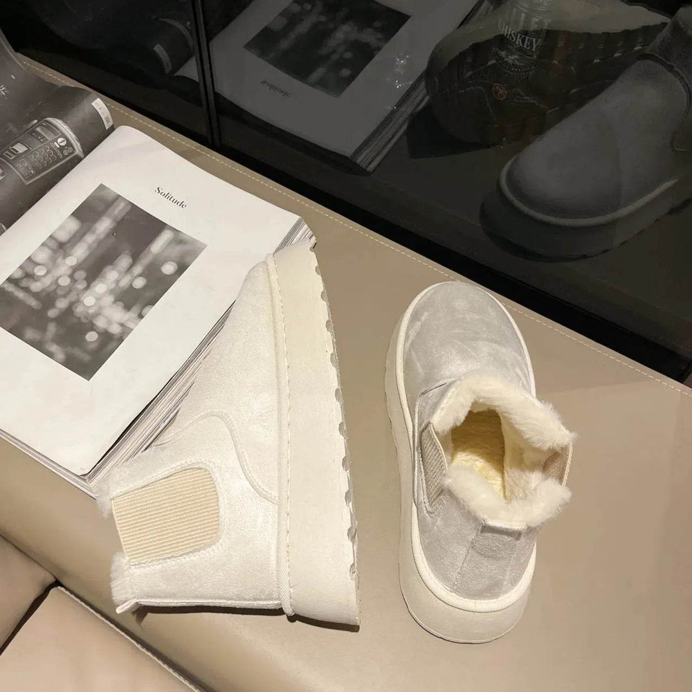 Women's Plush Boots Winter Warm Fleece Thick Flats Snow Boots Fashion Shoes - EX-STOCK Canada