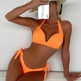 European And American Solid Color Neck Bikini Strap Split Hard Cup Crimp Swimsuit - EX-STOCK CANADA