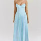 Luxury Blue Strapless Slimming Pleated Long Dress Elegant Tube Dress for Wedding Cocktail Evening Party Events. - EX-STOCK CANADA