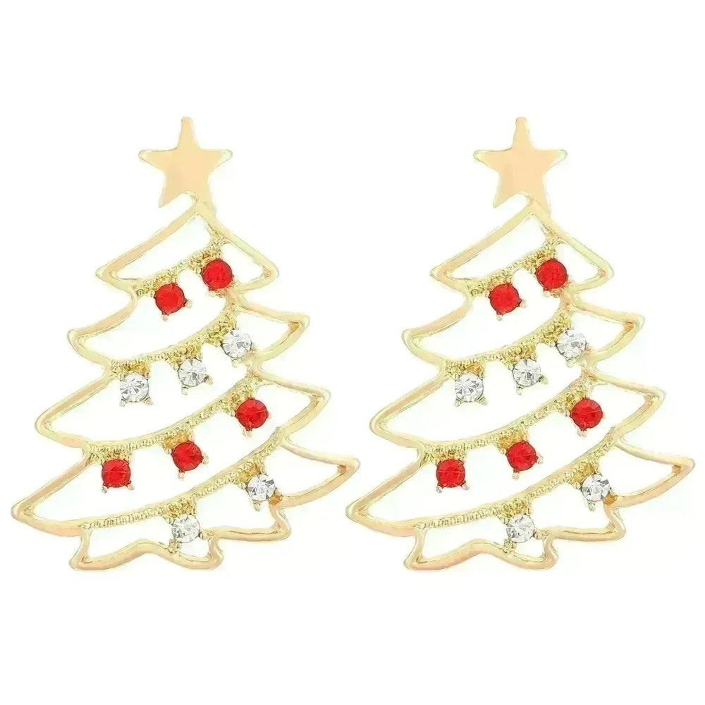 Christmas Earrings With Christmas Tree Colorful Zircon Christmas Tree Earrings  For Women Personality Earrings Party Jewelry Christmas Gift - EX-STOCK CANADA