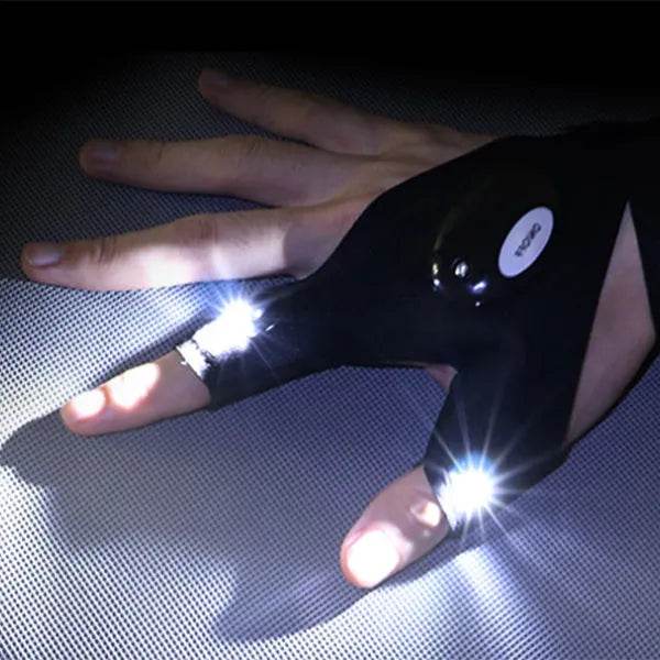 LED Outdoor Flashlight Fishing Half Finger Sports Lighted Gloves - EX-STOCK Canada