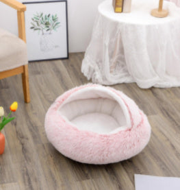 2 In 1 Dog And Cat Bed Pet Winter Bed Round Plush Warm Bed House Soft Long Plush Pets Bed Pet Products EX-STOCK Canada 