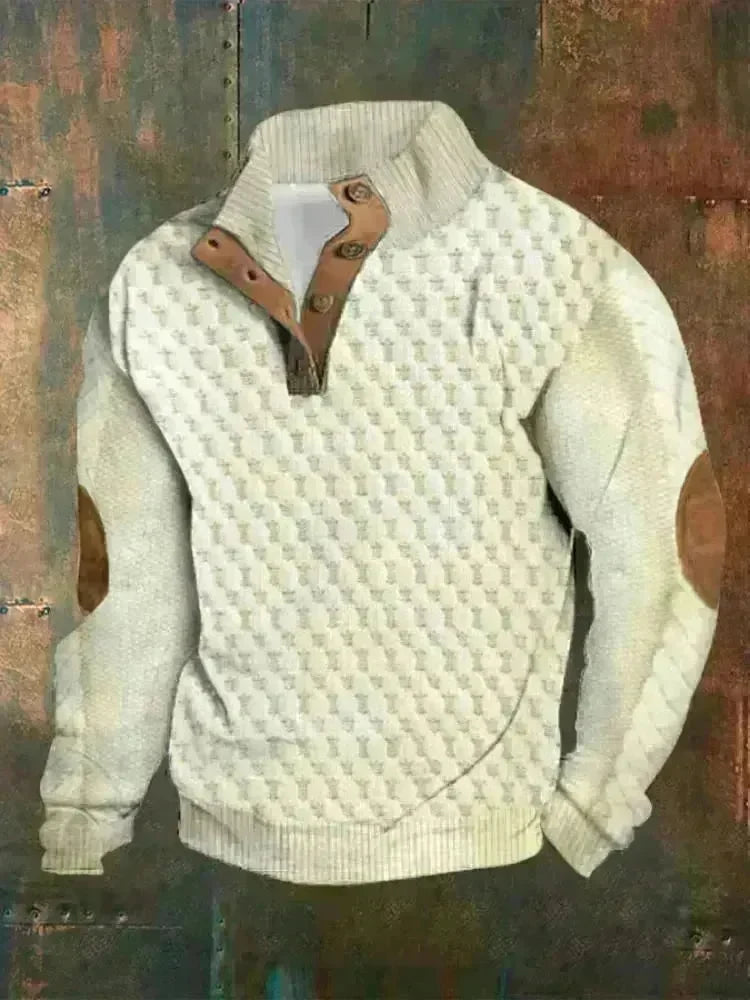 Half button Sweatshirt Men's Winter 3d Digital Printing Pullover Crew neck - EX-STOCK CANADA
