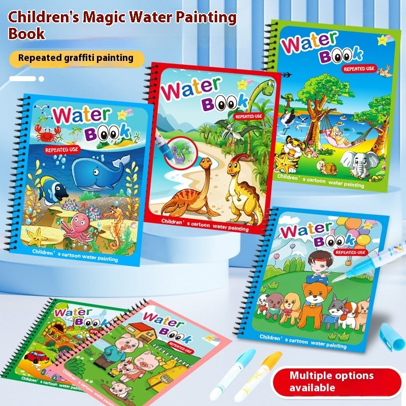 Magic Water Coloring Book for Kids – Paint with Water, Colors Appear & Disappear (6 Styles)